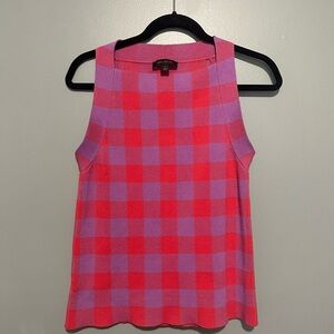 Ann Taylor Pink and Purple Checkered Women's Top